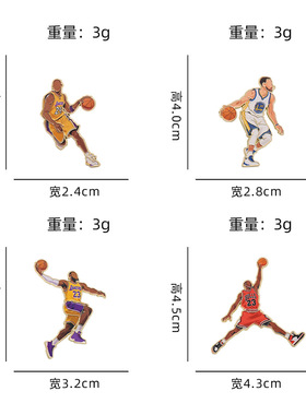 NBA篮球明星周边纪念金属徽章创意百搭学生生日礼物跨境新款胸针