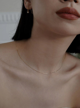 惊小鸿波光粼粼～S925纯银镀14k金素链项链冷淡风日常叠戴锁骨链