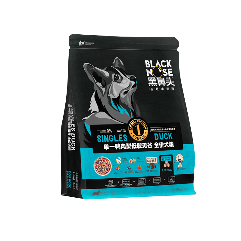 黑鼻头低敏无谷狗粮鸭肉梨全价泰迪比熊中小型犬鸡肉味5kg