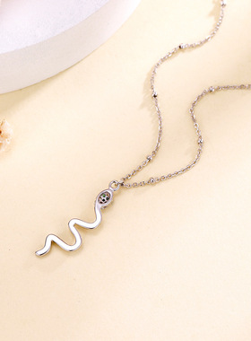 S925纯银灵蛇项链时尚个性锁骨链轻奢设计感冷淡风锁骨链