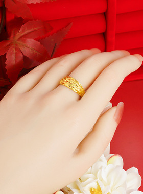 三排条戒指立体女款仿黄金几何