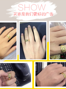 越南沙金活口ck戒指男女满天星