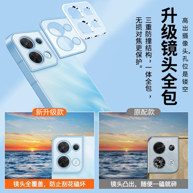 适用于opporeno8pro手机壳新款reno8pro+保护套十超薄透明reno8高端5g新品简约男女镜头全包防摔外壳硅胶软壳 - 图1