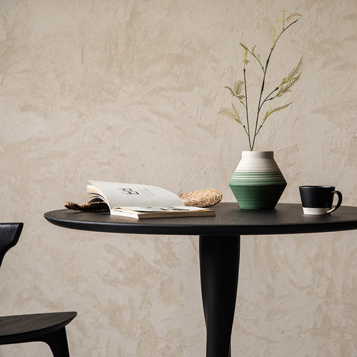 ethnicraft进口白橡木纯实木餐桌圆桌家庭黑色中古风复古家用圆形 - 图2