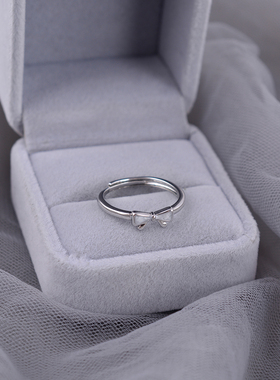 925纯银贝母蝴蝶结戒指女轻奢