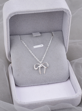 925纯银甜美蝴蝶结项链女款2025新款轻奢小众锁骨链韩系ins风刻字