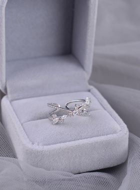 S925纯银双层指环女款可调节潮