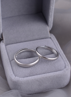 S925纯银磨砂素圈戒指女