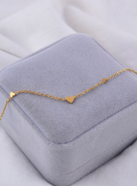 925纯银项链爱心精致18k包金