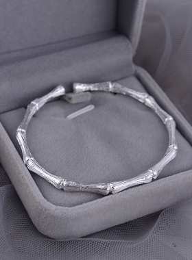 纯银手镯竹节开口年轻款民族风