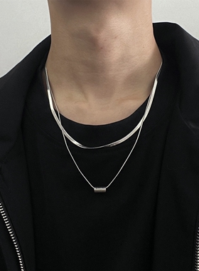 钛钢不掉色双层项链男女锁骨链