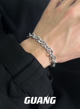 钛钢古巴手链欧美街头嘻哈
