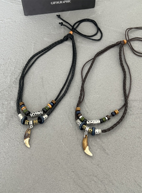 名族风狼牙项链男潮小众设计感