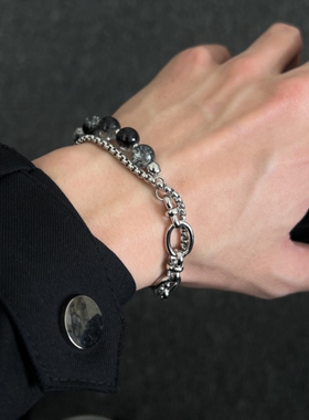 双层裂纹珠手链设计感