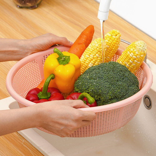 厨房淘米篮加密洗菜沥水篮塑料洗水果盆水池收纳篮碗筷篮子家庭装 - 图2
