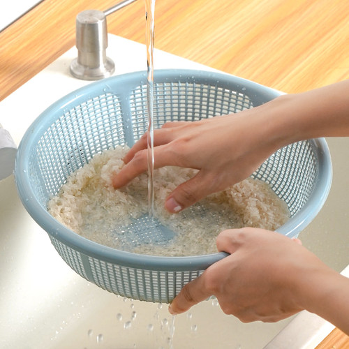 厨房淘米篮加密洗菜沥水篮塑料洗水果盆水池收纳篮碗筷篮子家庭装 - 图1
