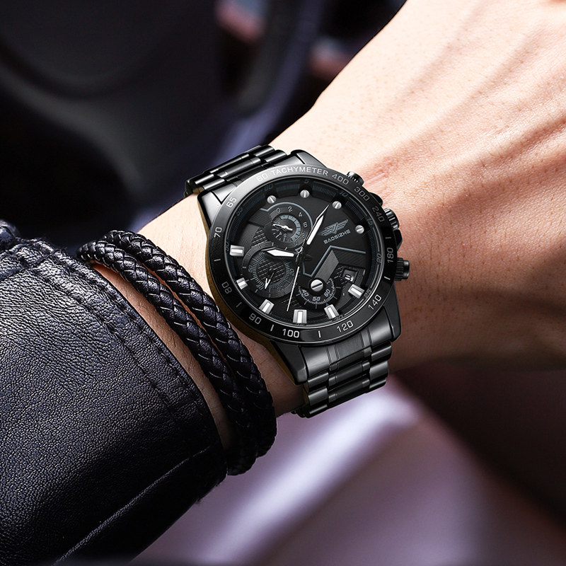 正品名牌黑武士男士学生全感机械表 卡之蓝手表国产腕表