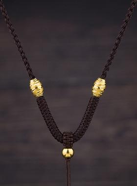 黄金项链挂绳男玉佩吊坠绳子红绳