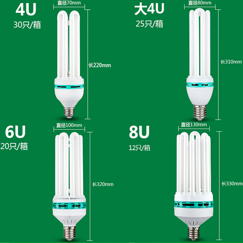 大功率U型E27工厂厂房照明E40螺口家用超亮节能灯泡4U6U8U85W200W-图0