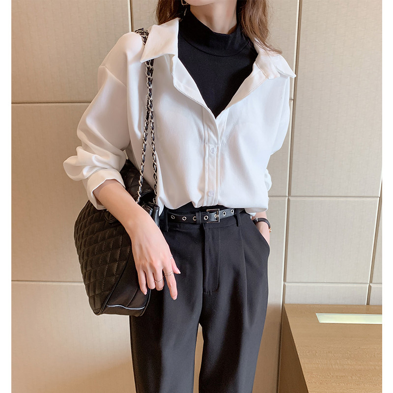 假两件春秋新款港味复古设计感衬衫 帕奴丝衬衫