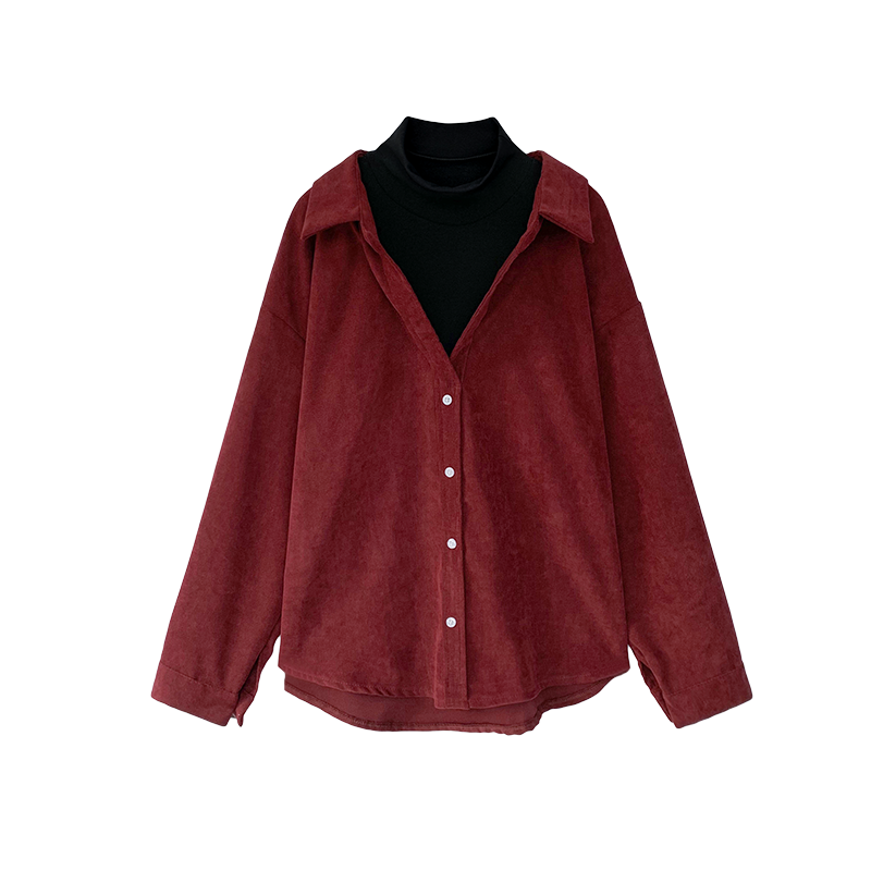 假两件春秋新款港味复古设计感衬衫 帕奴丝衬衫