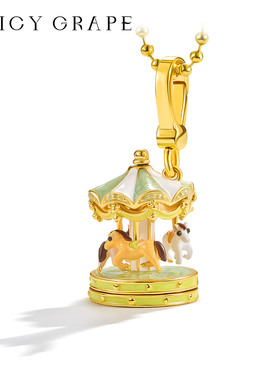 旋转木马吊坠毛衣链女原创