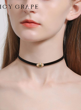 蝴蝶蜜蜂choker黑色项圈颈链