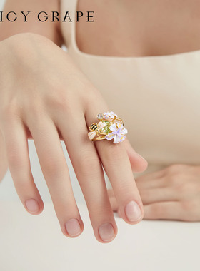 紫色鸢尾花蜜蜂手链女