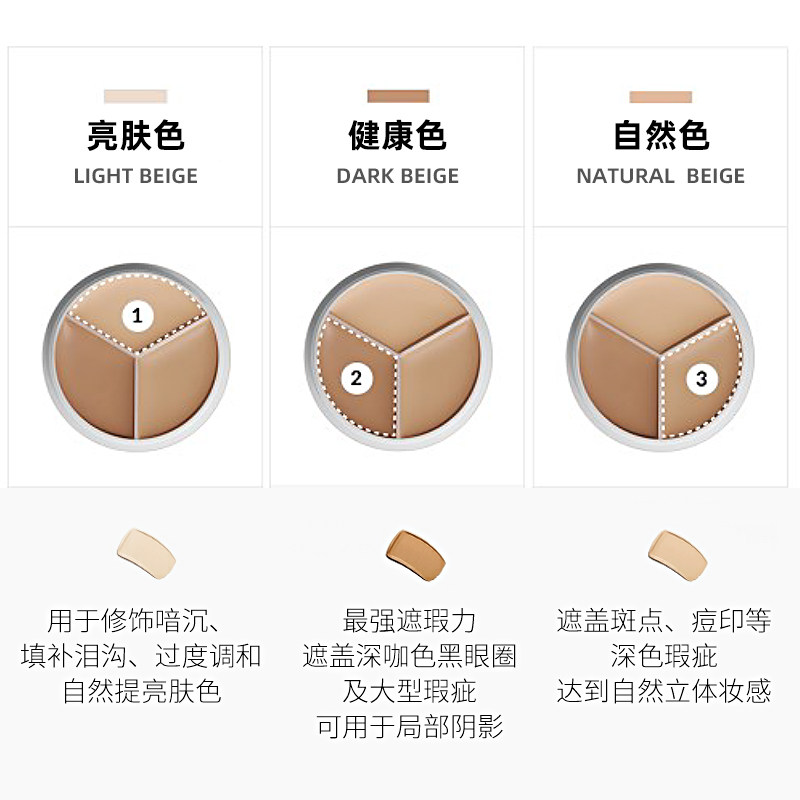 tfit三色遮暇盘遮盖脸部斑点遮瑕膏 AKPLAZA海外遮瑕