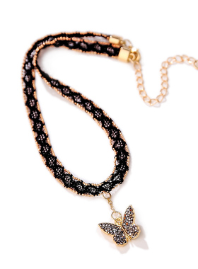 好品质黑色性感蕾丝女短款项链