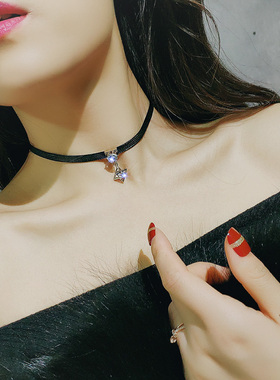 黑色choker脖颈红星个性百搭项链