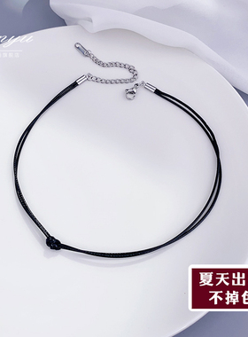 不掉色打结双层choker短款颈链