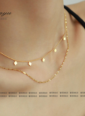 独特双层叠戴设计项链女轻奢气质精致高级小众短款锁骨链钛钢配饰