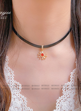 超美修饰脖子短款黑色颈链