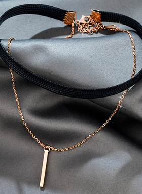 CHOKER双层钛钢性感暗黑系仿皮绳