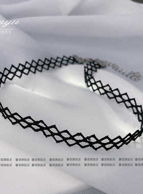 不掉色性感黑色蕾丝锁骨链