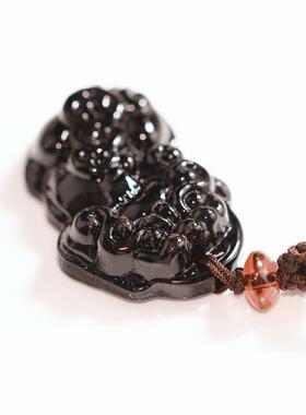 水晶琉璃貔貅吊坠项链情侣瑞兽琥珀毛衣链霸气男女挂件