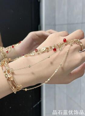 古风铃铛戒指手镯一体首饰汉服