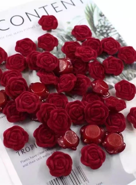 复古发夹配件高级感流麻谷美手机壳奶油胶19mm红丝绒玫瑰手工DIY