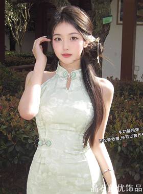 仿珍珠收腰别针款式新中式国风
