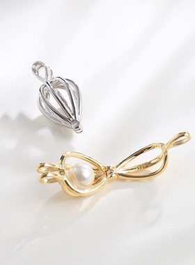 925纯银可打开珍珠挂坠吊坠扣头