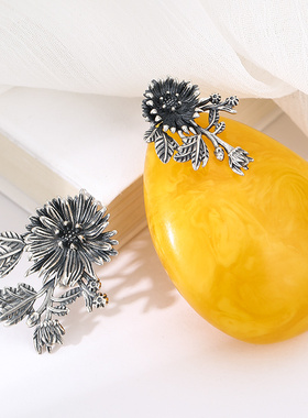 祥云纯银夹扣项链坠花式配件长针