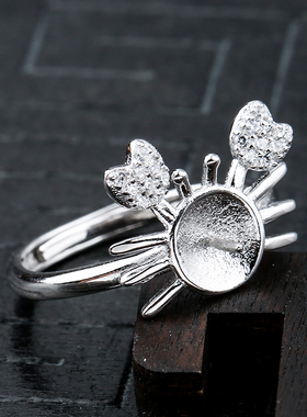 diy蜜蜡女士手工琥珀戒指空托