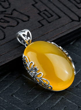 复古吊坠空托琥珀蜜蜡镶嵌绿松石