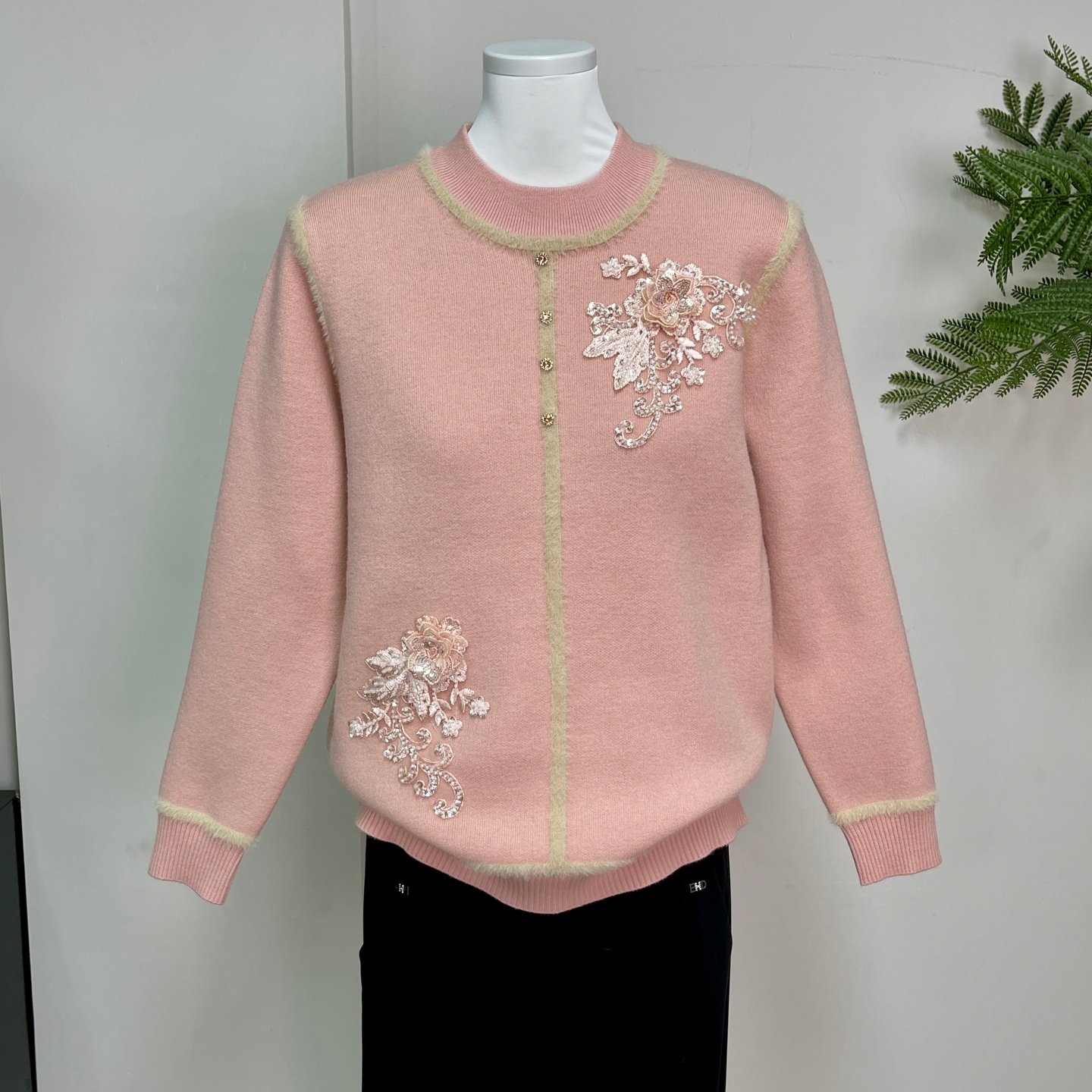 中老年女装加绒加厚针织打底衫冬季妈妈装一体绒时尚保暖毛衣内搭,淘宝优惠券,粉丝福利购,淘宝优惠卷