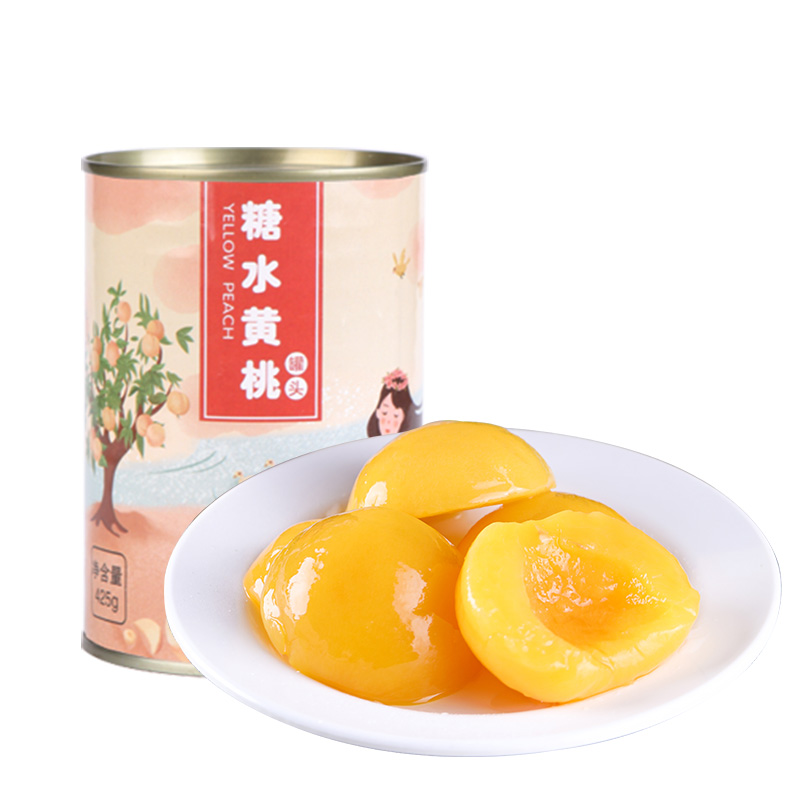 大连黄桃罐头425gx5大罐即食桃子零食新鲜整箱桃罐头老式水果罐头