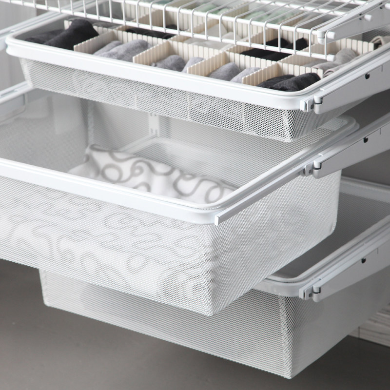 铂耐步入式衣帽间金属衣柜拉篮储物篮柜内抽屉型收纳篮密格伸缩网,淘宝优惠券,粉丝福利购,淘宝优惠卷