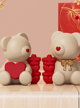 可爱小熊摆件新婚礼品送新人闺蜜订婚家居装饰品结婚礼物送新娘