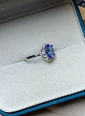 蓝托帕石戒指女坦桑蓝女经典