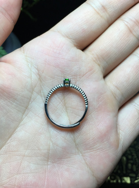 天然水晶戒指透辉石女款925银